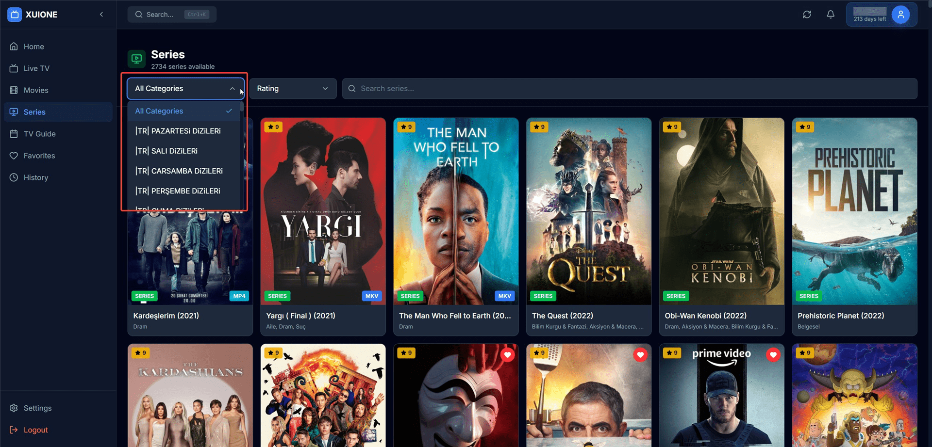Series Category Selection