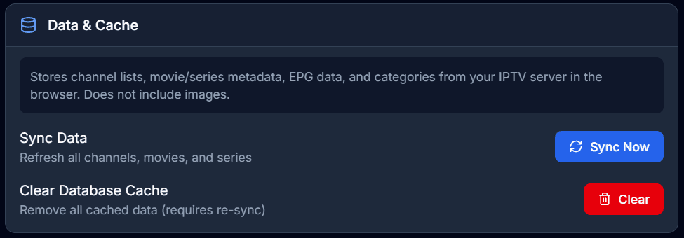 Data Cache Settings